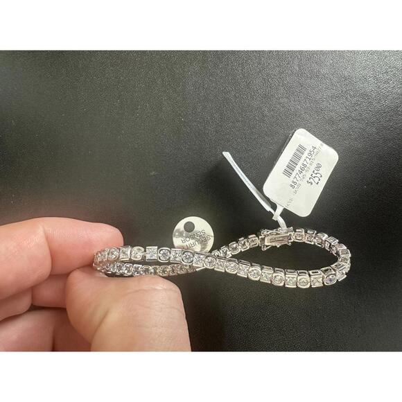 Cubic Zirconia Square & Round Tennis Bracelet in Sterling Silver - Picture 4 of 4
